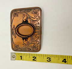 Vintage Western Belt Buckle Engraved Copper Floral Floral Design Cowboy Style