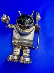 Outer Space Suit Alien Astronaut Chrome Figural Moving Arms Toy Like Belt Buckle