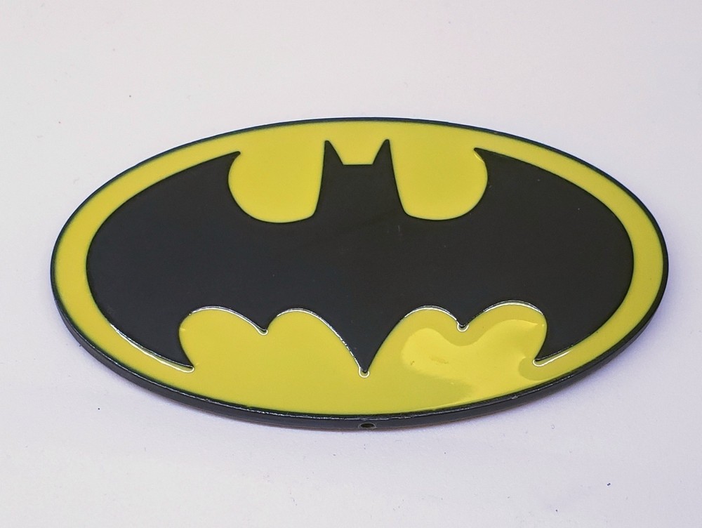 Batman Emblem 2 Sided Yellow Black Oval DC Comics Metal Belt Buckle or Emblem