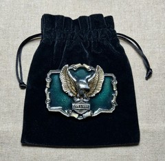Vintage Eagle Live To Ride Belt Buckle Green Enamel 1983 Made In USA