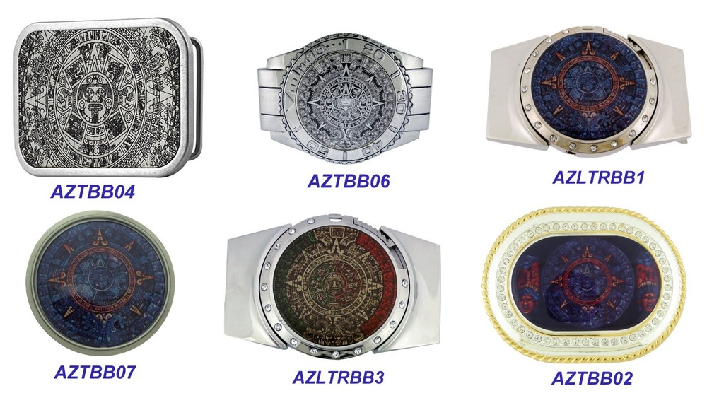 Aztec Indian Pewter Azteca Calendar Belt Buckle Mayan Calendario Azteca MEXICAN