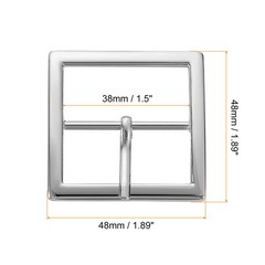 1.5 Inch Single Prong Belt Buckle Square Center Bar Buckles for Belt Silver