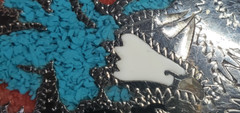 Silver Toned Metal Eagle Belt Buckle Leather Hand Tooled Belt Cowboy Rodeo READ