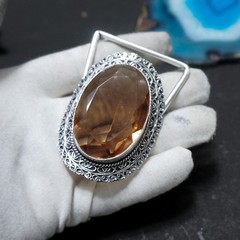 Vintage Western Belt Buckle Smoky Quartz Stone Silver Tone Cowboy Men Accessory