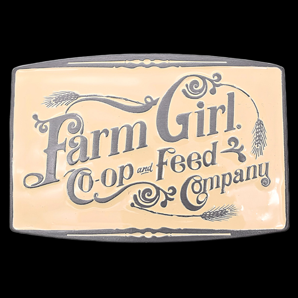 Farm Girl Coop Feed Co. Western Cute Boho Tomboy Cowgirl Belt Buckle