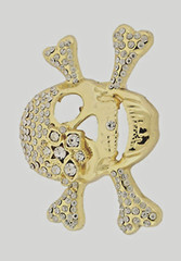 Skull Crossbones Blinged Iced Belt Buckle Gothic Tattoo Halloween Costume Gold