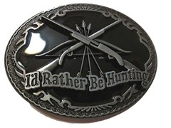 Id Rather Be Hunting DEER FISHING White tail BELT BUCKLES metal western hunting