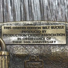 Vtg Belt Buckle The First PCA Loan 1933 50th Anniversary 3D Relief