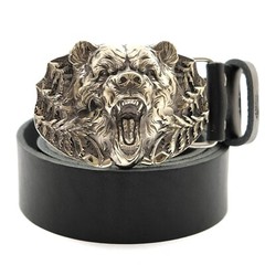 German silver Belt buckle Grizzly Bear, Animal belt buckle, Brown bear buckle