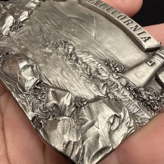 Vintage CALIFORNIA Belt Buckle 1978 Lighthouse Bergamot Brass Works USA 3D NICE
