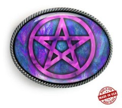 Pretty Pastel Pentagram Pentacle Symbol Handmade Artisan Belt Buckle