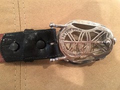 RARE!!! Huge Kieselstein Cord Silver Turtle Buckle W/Black Alligator Belt Size 1