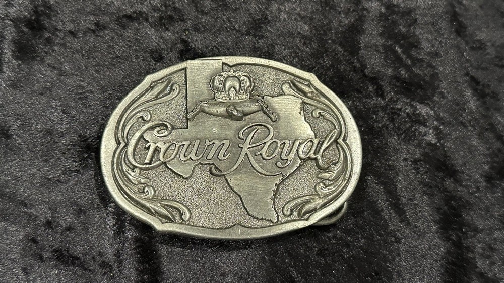 Vintage Silver Crown Royal Liquor Belt Buckle