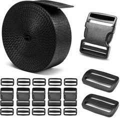 Heavy-Duty Buckle Straps Set 6-Pack Plastic Nylon Webbing for DIY Outdoor Gear