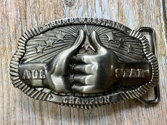 Thumb Wrestling All-Star Champion Trophy Award Belt Buckle New Condition