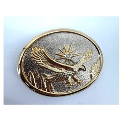 Vintage Eagle Rhinestone Belt Buckle Gold Tone Western Americana Mountain