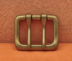 Men Retro Brass Double Tongue Pin Prong DIY Metal Belt Buckle Fits 40MM Straps