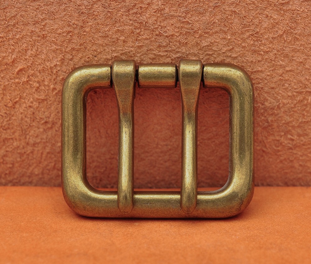 Men Retro Brass Double Tongue Pin Prong DIY Metal Belt Buckle Fits 40MM Straps