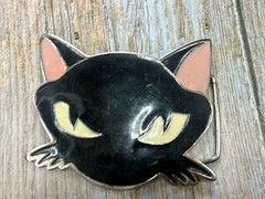 Black Kitty Cat Cartoon Anime Novelty Gift Enamel Belt Buckle