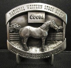 Coors Beer National Western Stock Show Belt Buckle 1988 Draft Horse Pull Show LE
