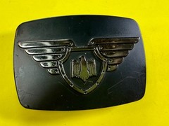 Thunderbird Shield Wings Crest Logo 90&rsquo;s Black Belt Buckle Chrome Brand #6172