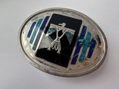 Johnson & Held Ltd. Thunderbird Inlay Western Belt Buckle & Bolo Tie Set, Silver