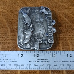 vintage COLORADO belt buckle MOUNTAINS western HEAVY PEWTER nature cowboy