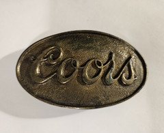 Coors Men’s Gold Tone Metal Plate Belt Buckle Logo, Fits 1.5 in Belt