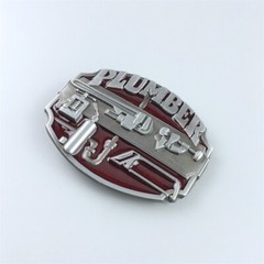 Antique Silver Red Enamel Plumber Belt Buckle Gurtelschnalle also Stock in US