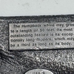 Vintage Humpback Whale Belt Buckle Green Enamel Silver Tone Nautical Marine Life