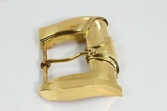 1987 KIESELSTEIN CORD STERLING LARGE 2PC GOLD PLATE BELAIR BUCKLE 4-3/4&Prime; x 3.25&Prime;