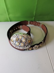 leather belt Brown Silver Creek Classics and Belt Buckle cowboy Western size 38