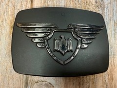 Winged Eagle Shield Black Color Vintage Chrome Brand Belt Buckle
