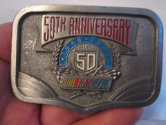 1998 NASCAR 50TH ANNIVERSARY BELT BUCKLE – #4037 – TUB CR