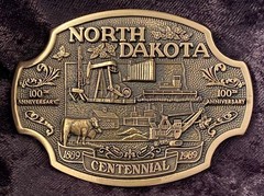 Vtg 80’s Brass Belt Buckle North Dakota Centennial Limited Edition # 3095