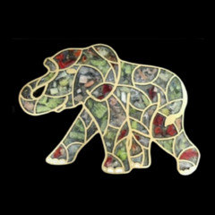 UNIQUE STONE FILLED PLAQUE ELEPHANT MOSAIC BELT BUCKLE BUCKLES