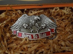 1992 The Great American Belt Buckle Harley-Davidson Born to Ride Eagle w/ Box