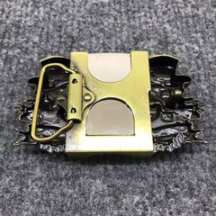Antique Brushed Skull Belt Buckle with Lighter, Stock in US