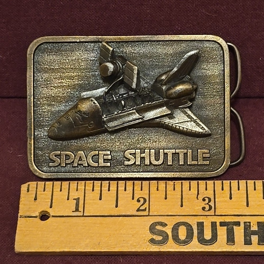 Space Shuttle & Satellite Vintage Brass Belt Buckle The Buckle Connection