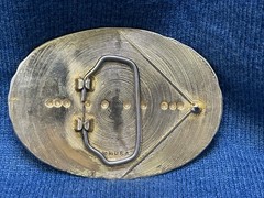 Vtg Mexico Belt Buckle Western Mexican Coat of Arms Eagle Snake Enamel Gold Tone