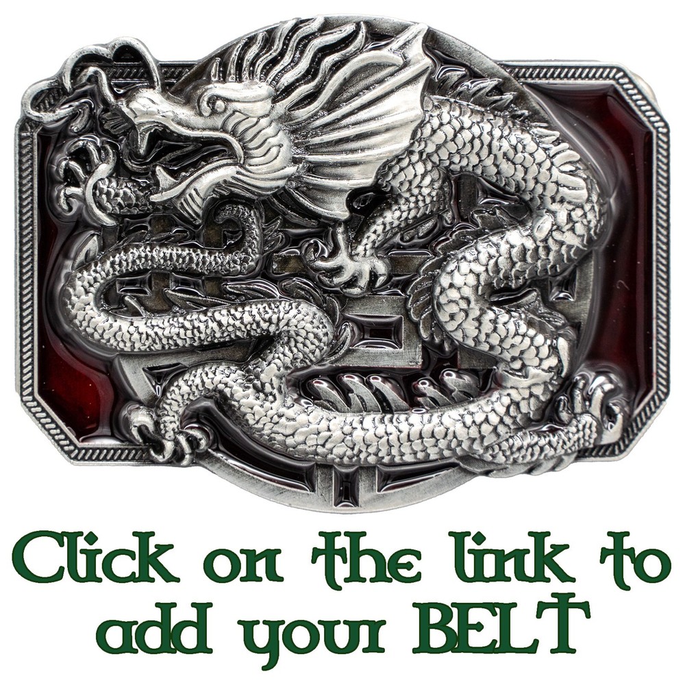 Chinese Dragon Belt Buckle Biker Gothic Metal Pewter Finish Calendar Martial