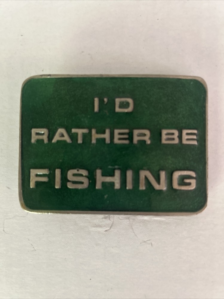 I&rsquo;d Rather Be Fishing – Green Enamel Belt Buckle