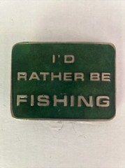 I&rsquo;d Rather Be Fishing – Green Enamel Belt Buckle