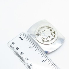 925 Sterling Silver Antique 1907 Peruvian Dinero Coin Belt Buckle