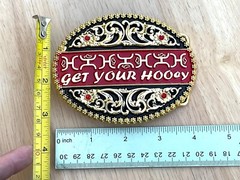 Western Buckle Gold Black Red Cowboy 4×3 for 2 » Hooey Buckle Hebilla Vaquero
