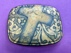 Large Cross Print Religious Christian Faith Symbol Leather On Metal Belt Buckle