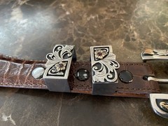 James Reid Artist Richard Stump Sterling Silver 14k Ruby Belt Buckle Set XL ✅