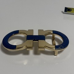 Salvatore Ferragamo Belt Buckle Gold and Navy blue fits belts 1.5” wide blemish