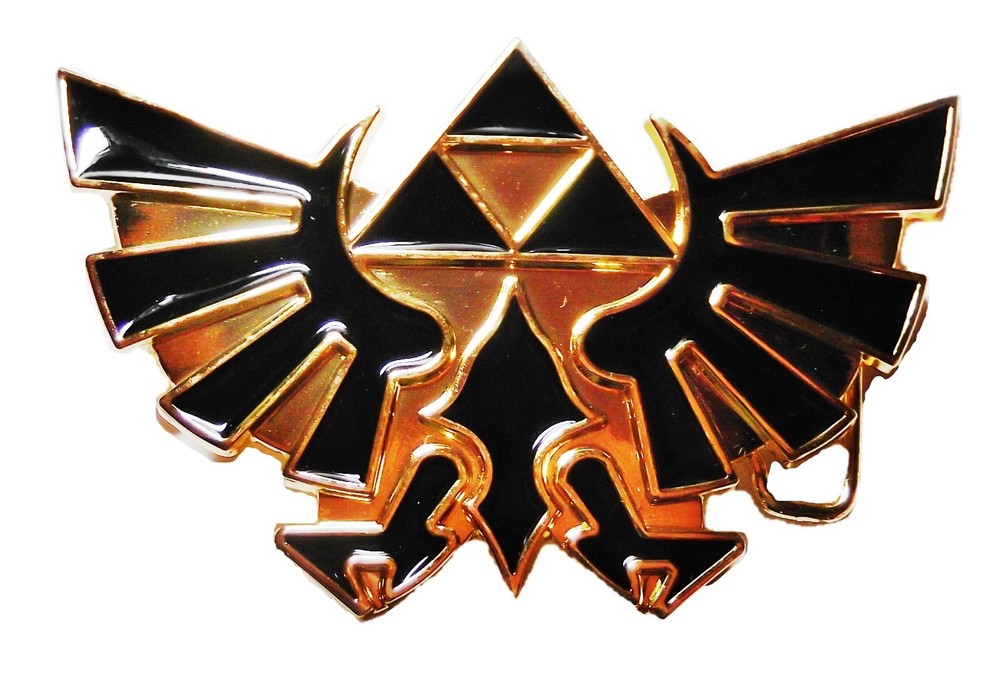 Legends of Zelda Triforce Goldtone Metal and Black Enamel BELT BUCKLE