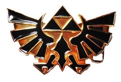 Legends of Zelda Triforce Goldtone Metal and Black Enamel BELT BUCKLE